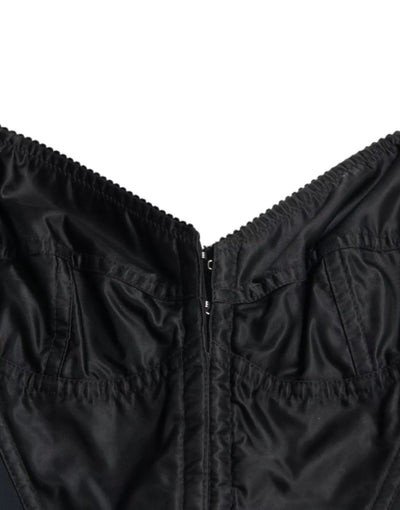 Dolce & Gabbana Black Nylon Bodycon Corset Bustier Mini Dress