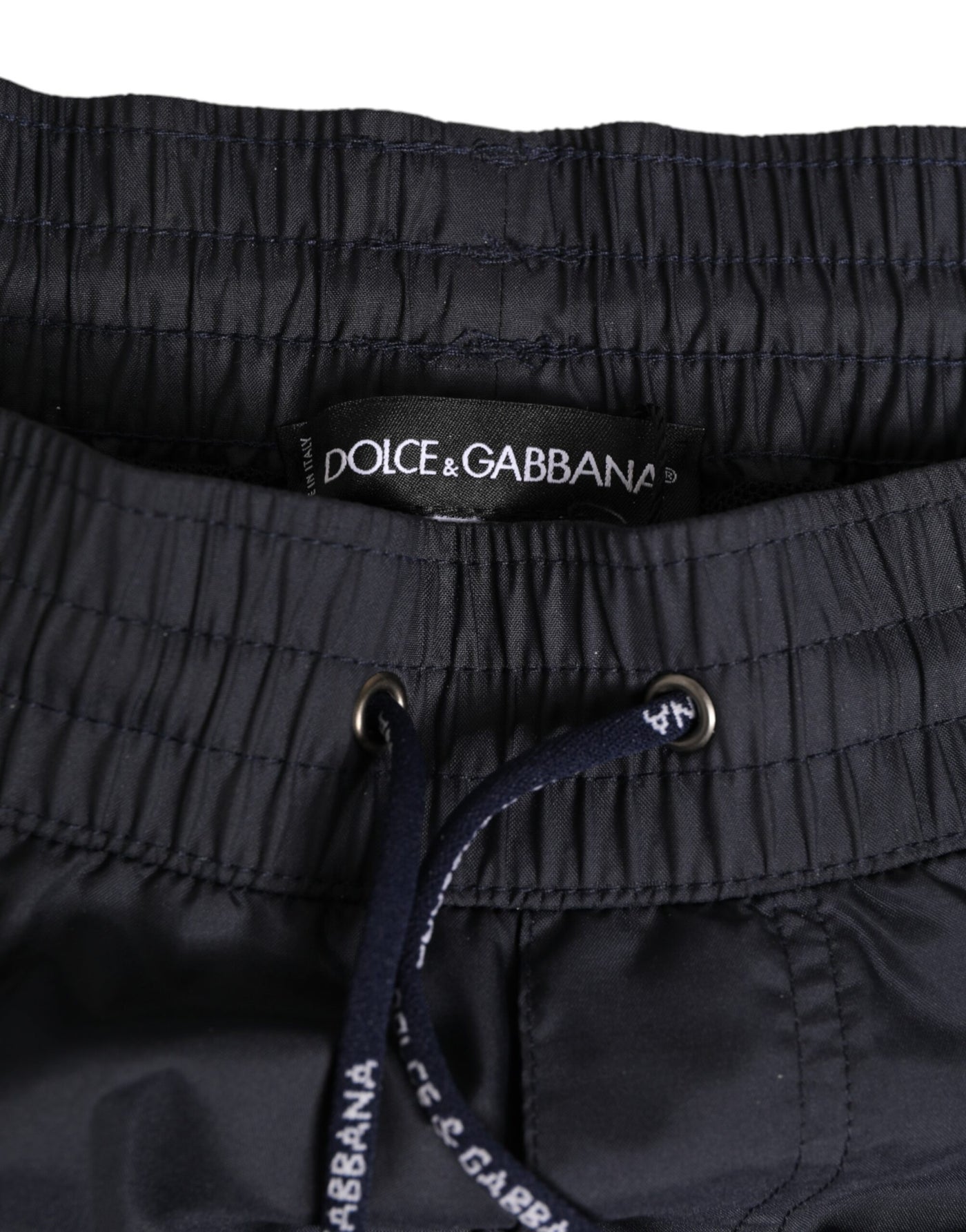 Dolce & Gabbana Black White Polyester Logo Elastic Waistband Swimwear