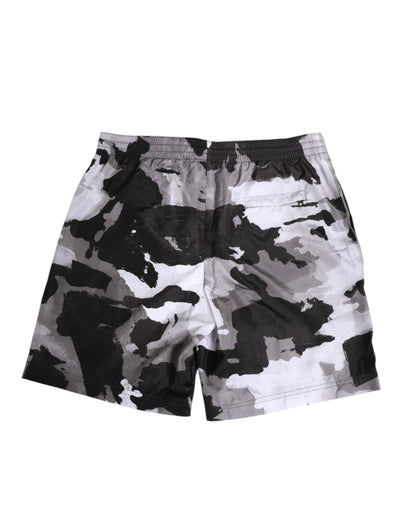 Dolce & Gabbana Black White Camouflage DG Logo Men Swimwear