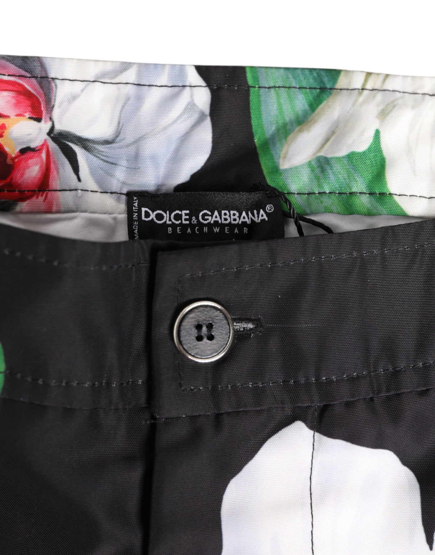 Dolce & Gabbana Black White Polyester Floral Orchid Print Shorts