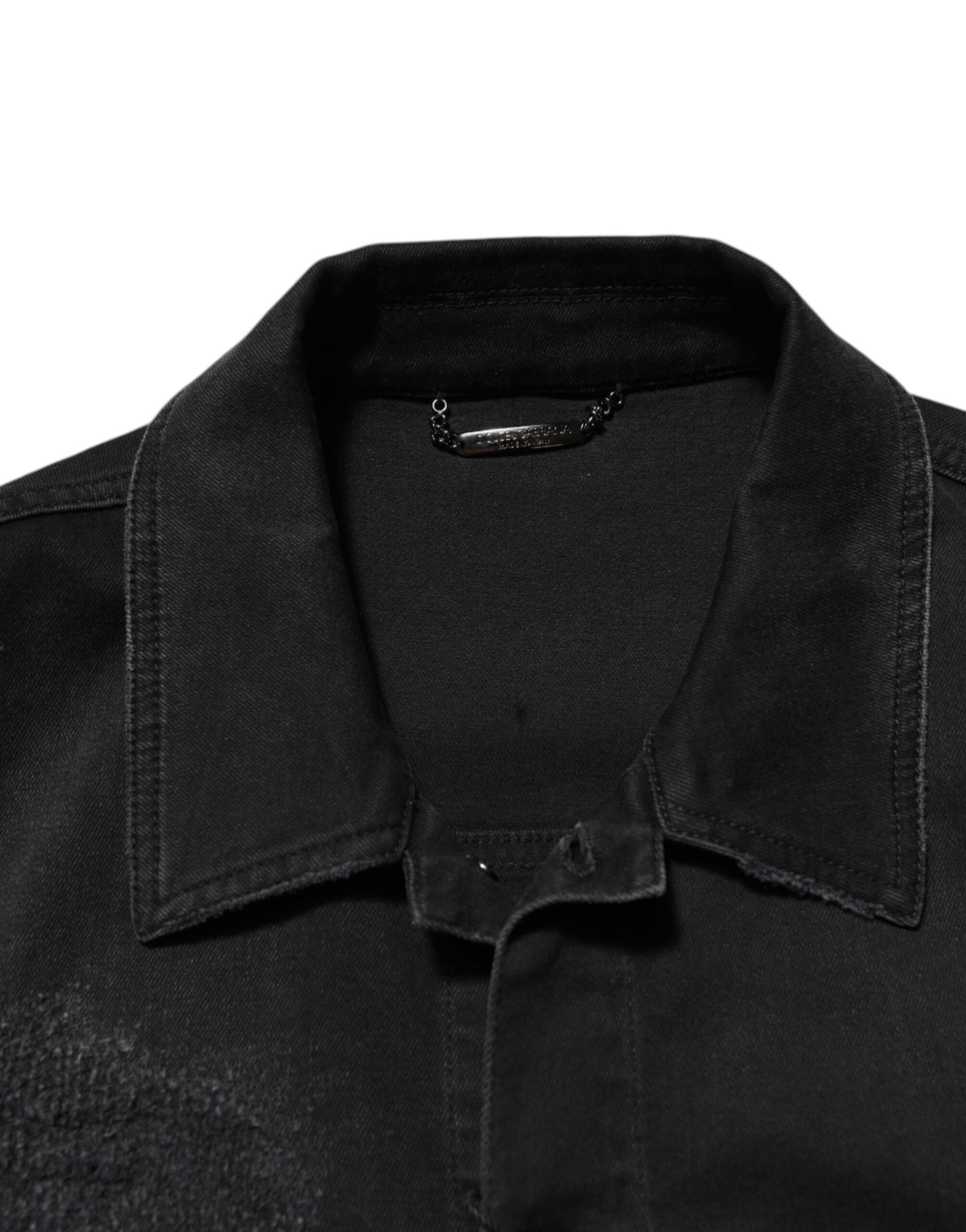Dolce & Gabbana Black Cotton Denim Stretch Button Up Jacket