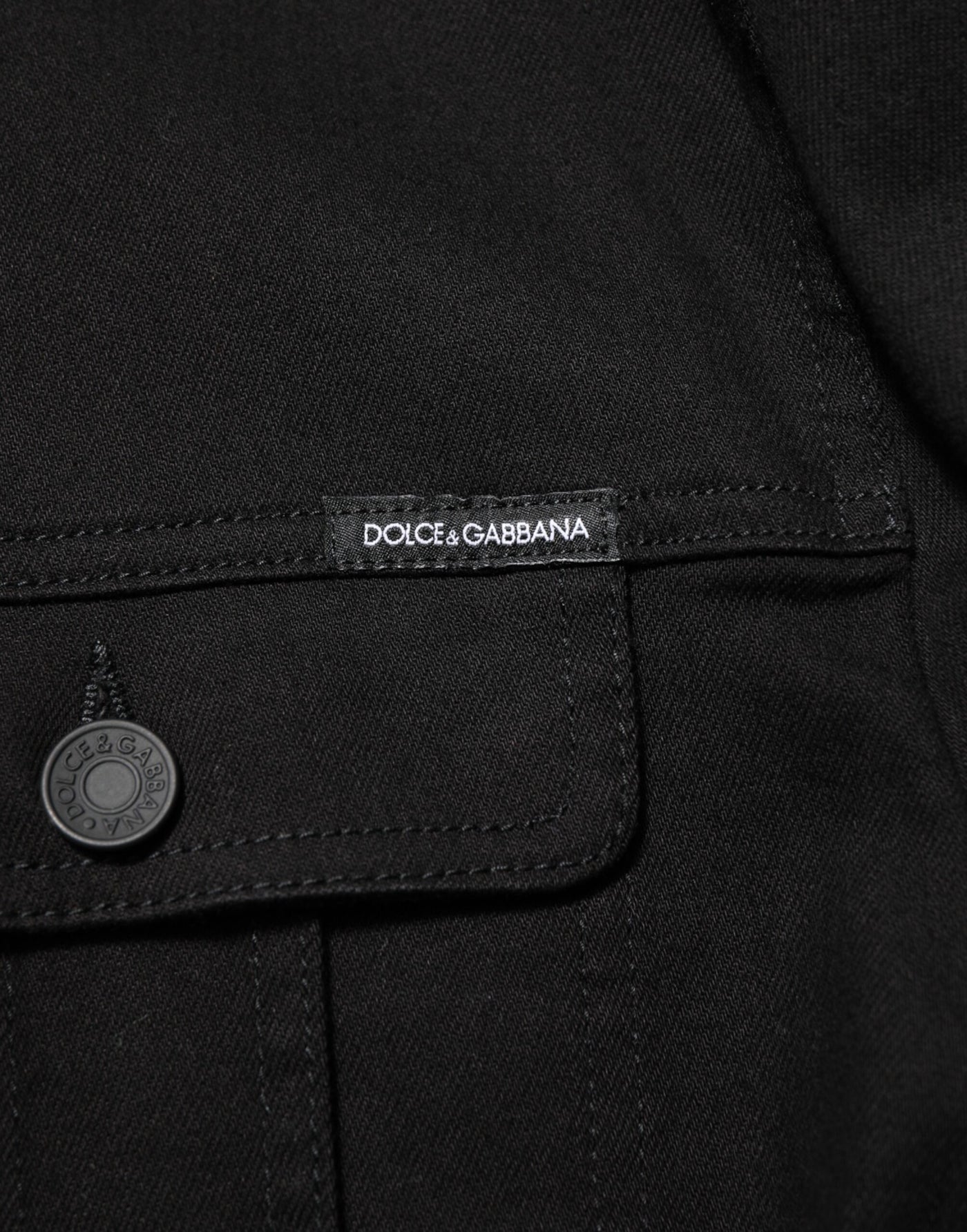 Dolce & Gabbana Black Cotton Denim Stretch Giubbotto Jacket