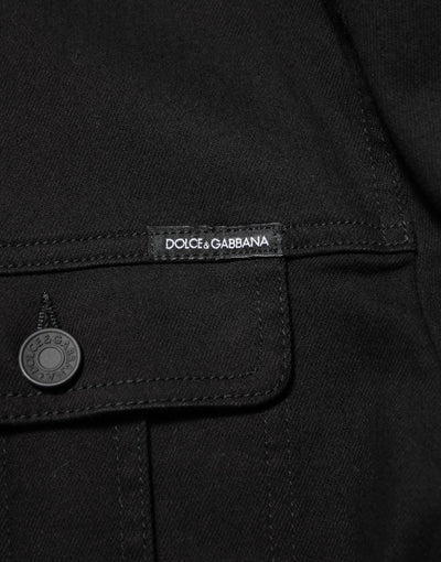 Dolce & Gabbana Black Cotton Denim Stretch Giubbotto Jacket
