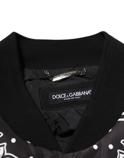 Dolce & Gabbana Black White Bandana Print Bomber Jacket