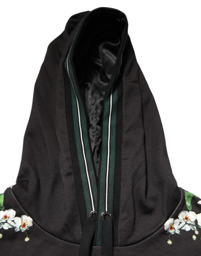 Dolce & Gabbana KING Black Orchid Floral Crown Logo Hoodie Sweater