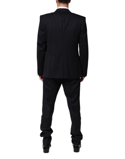 Dolce & Gabbana Black 3 Piece Wool Silk Blend Suit SICILIA