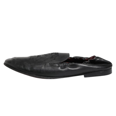 Dolce & Gabbana Black Leather Slip On Men Flat Loafers Shoes