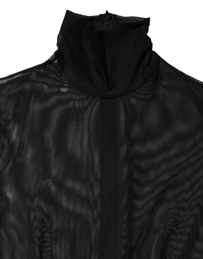 Dolce & Gabbana Black Sheer Mesh Long Sleeve Jumpsuit Bodysuit Dress