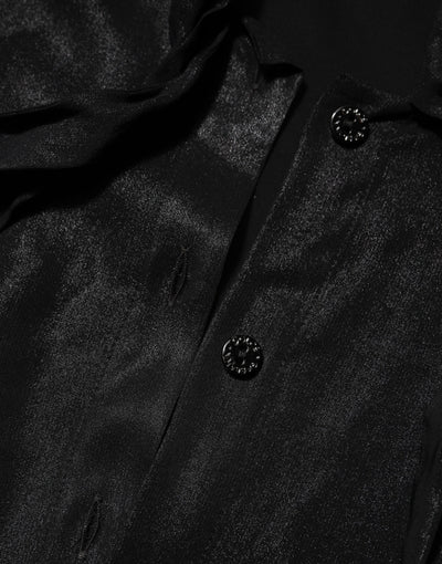 Dolce & Gabbana Black Viscose Long Sleeve Tie Neck Blouse Top