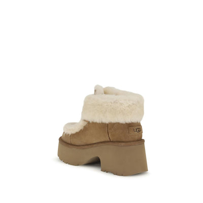 UGG Beige Leather Lace-Up Boots