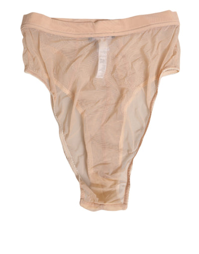 Dolce & Gabbana Beige Sheer Mesh High Waist Panty Underwear