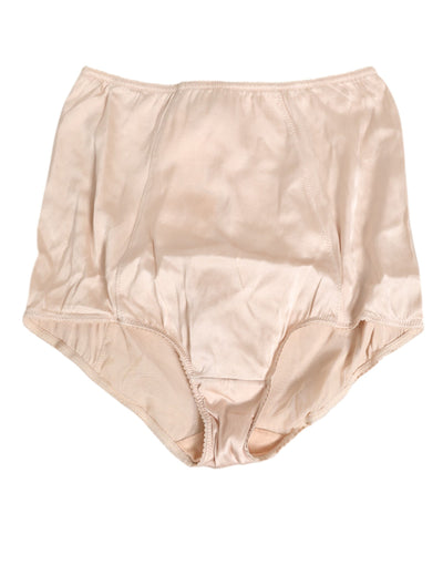Dolce & Gabbana Beige Rosato Silk Satin High Waist Underwear