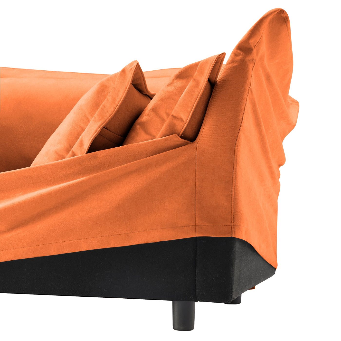L-Shaped Slipcovered Sectional Sofa Couch, Comfy Chenille Deep Seat Cloud Couch with Convertible Ottoman & 2 Big Pillows, Modern Oversized 3 Seater Slipcovered Sofa Set for Living Room Office, Orange