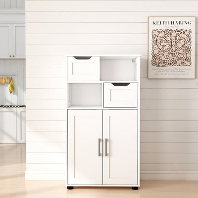 Farmhouse Storage Cabinet ,Versatile Double-Door Storage Cabinet with Adjustable Shelves - Perfect for Living Room & Dining Room