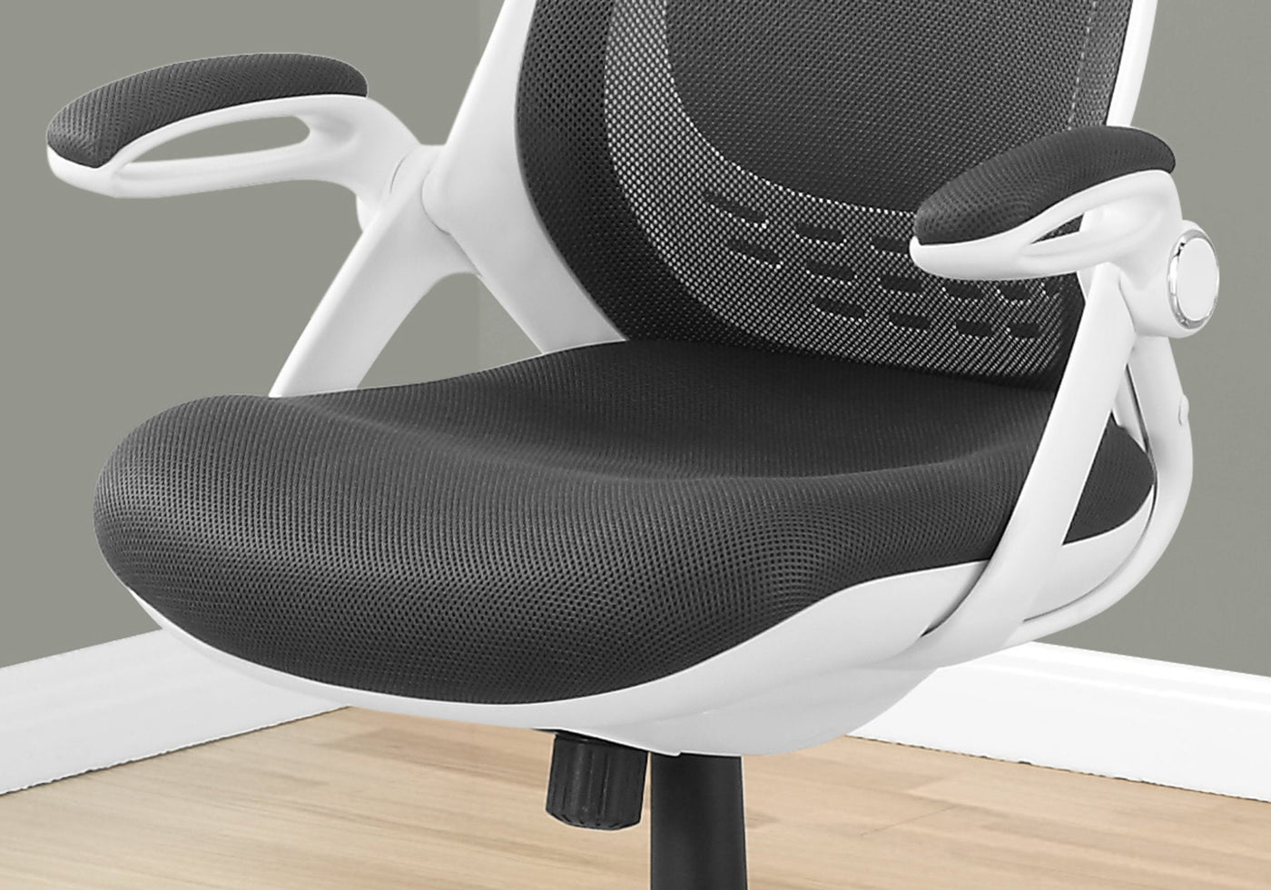 Office Chair, Adjustable Height, Swivel, Ergonomic, Armrests, Computer Desk, Work, Grey Mesh, Chrome Metal, Contemporary, Modern