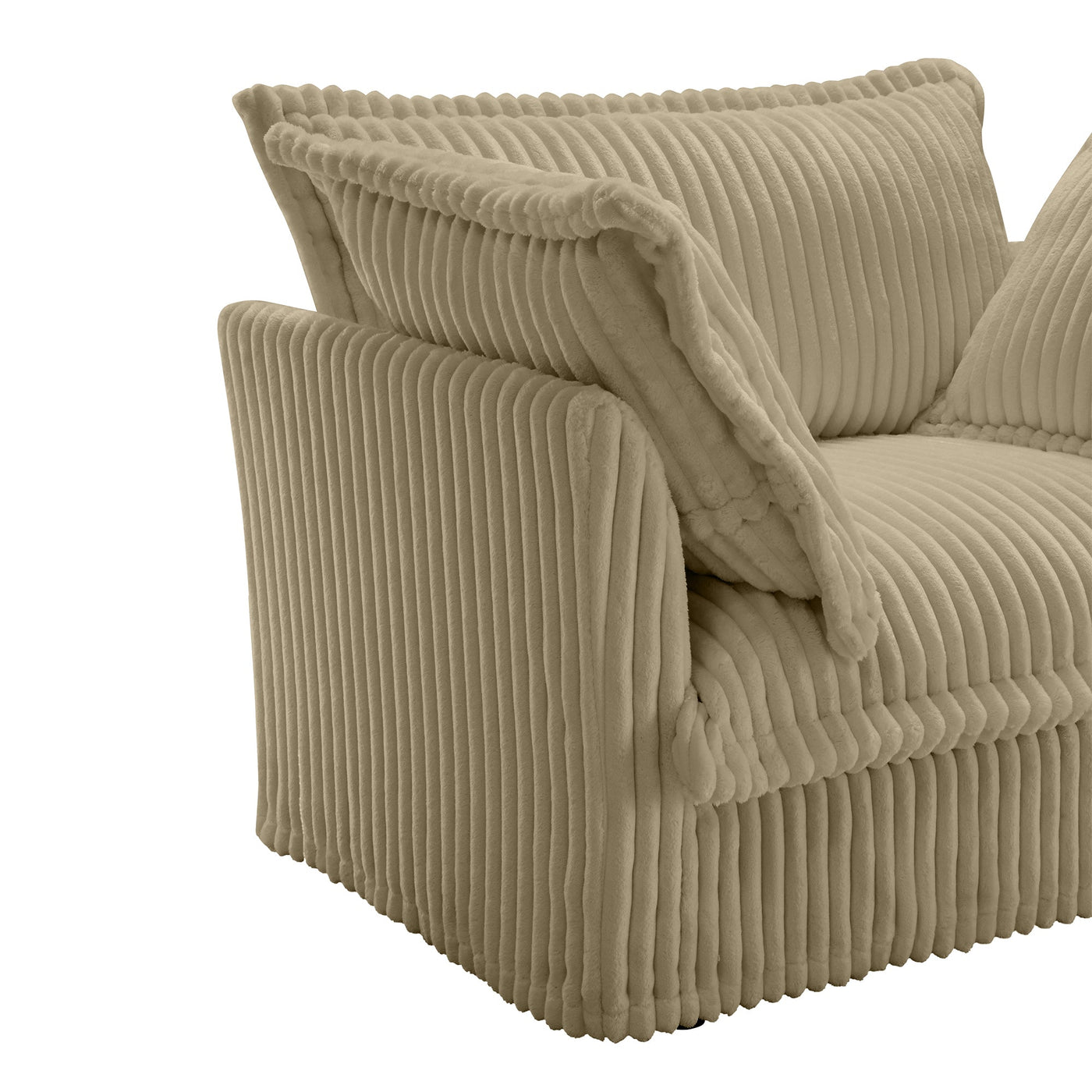 Slipcovered U Shape Sectional Deep Seat Sofa Couch, 3 Seater Sofa with French Edges Design Multiple Big Pillows, Modular Deep Seat Sectional Sofa Comfy Cloud Couch for Living Room, Apartment, Camel