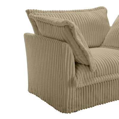 Slipcovered U Shape Sectional Deep Seat Sofa Couch, 3 Seater Sofa with French Edges Design Multiple Big Pillows, Modular Deep Seat Sectional Sofa Comfy Cloud Couch for Living Room, Apartment, Camel