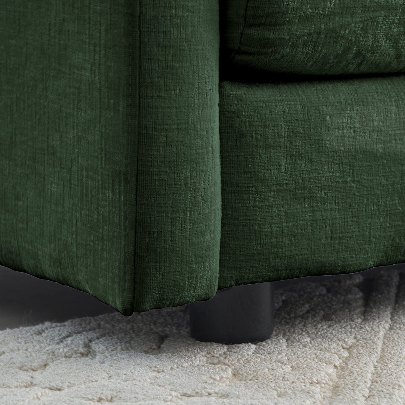 Chenille Two-Seater Sofa with 1 Footrest, 2 Seater L-Shaped Sectional with Ottoman,Loveseat with Ottoman for Small Living Space, Green Chenille