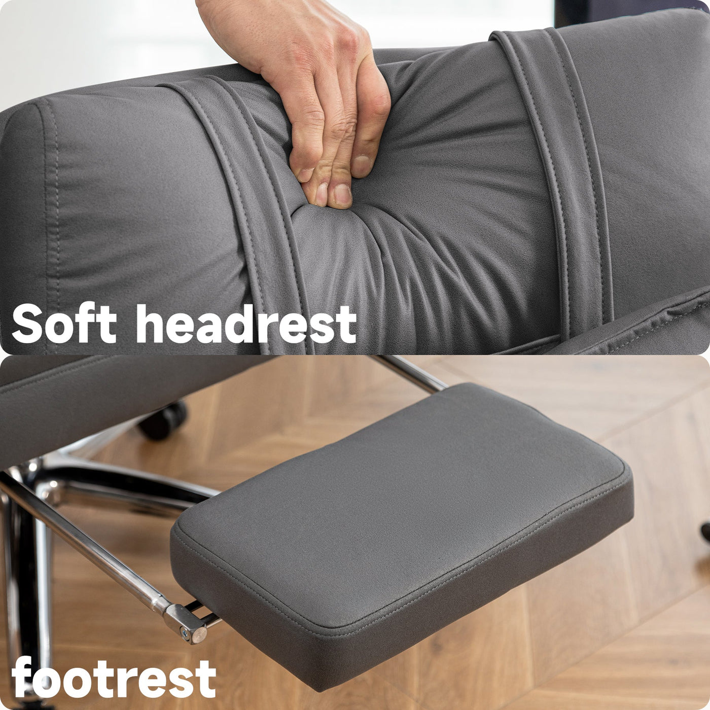 Swivel Ergonomic Office Chair, Technology Leather  High Back Office Chair with Lumbar Support Headrest, Sedentary Comfortable Boss Chair, 155° Reclining Computer Chair (Color : DARK GREY)