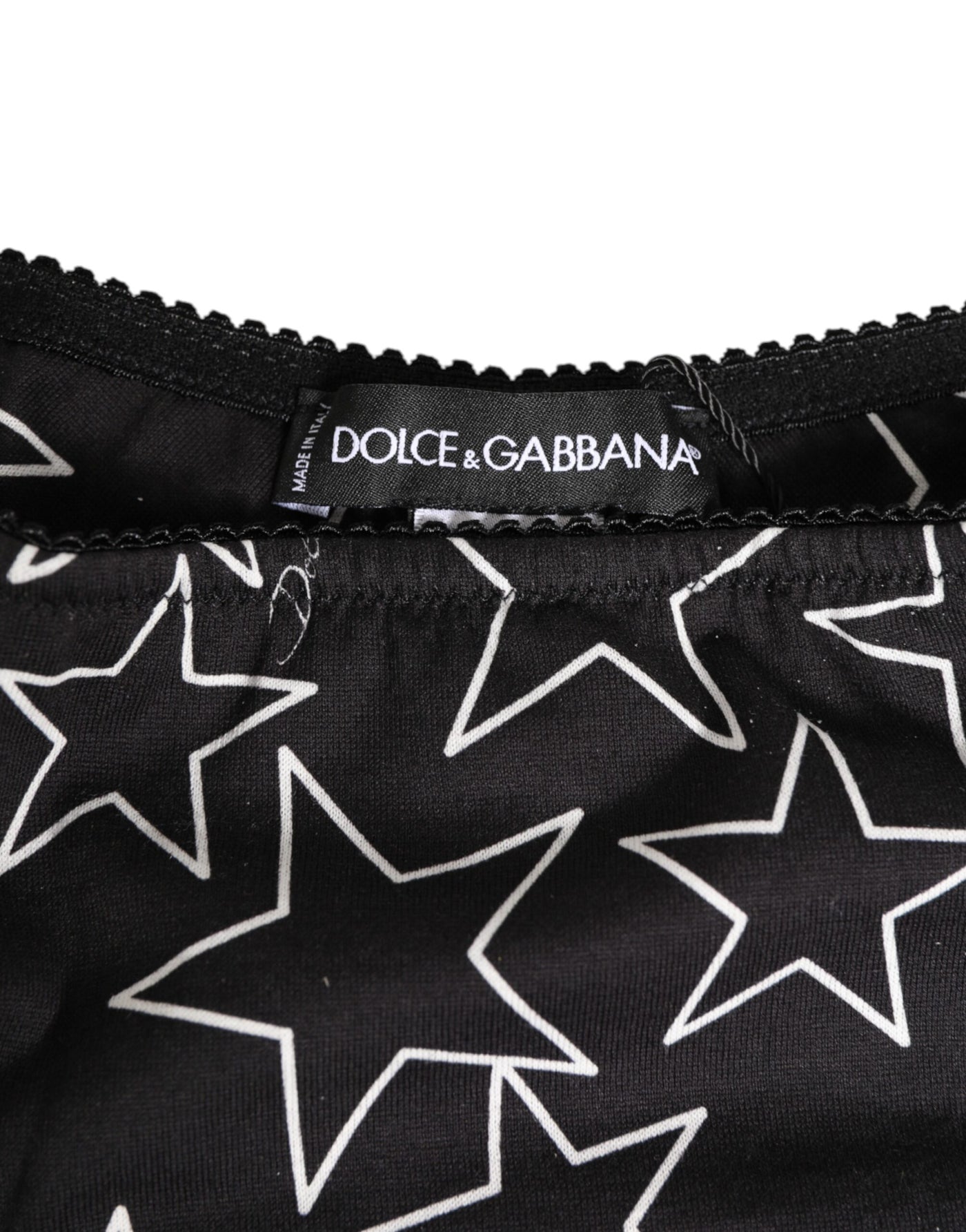 Dolce & Gabbana Black White Star Print Cotton Slip Panty Underwear