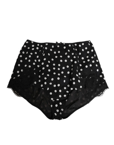 Dolce & Gabbana Black White Polka Dot Silk Slip Panty Underwear