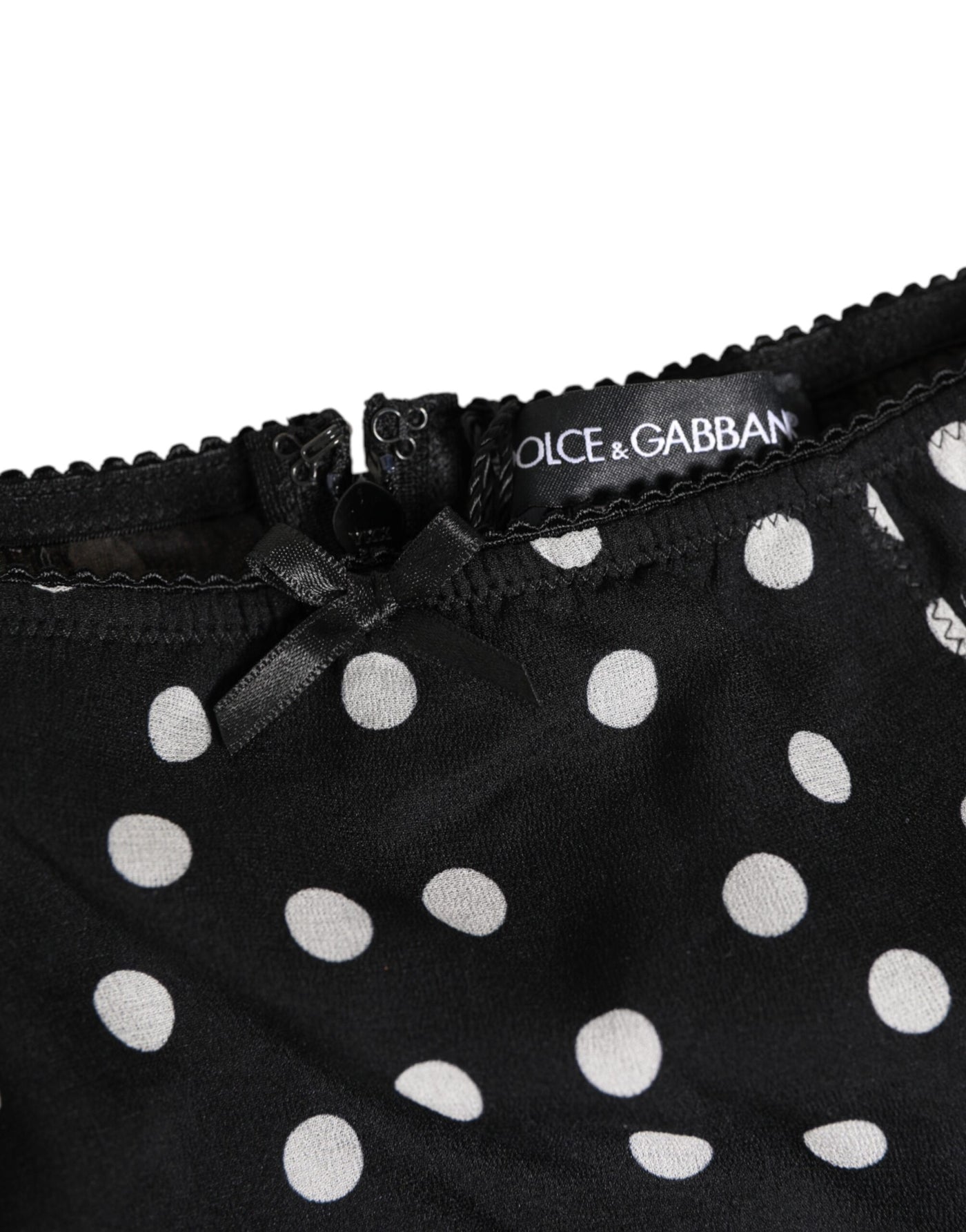 Dolce & Gabbana Black White Polka Dot Silk Slip Panty Underwear