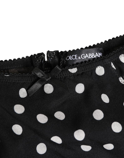 Dolce & Gabbana Black White Polka Dot Silk Slip Panty Underwear