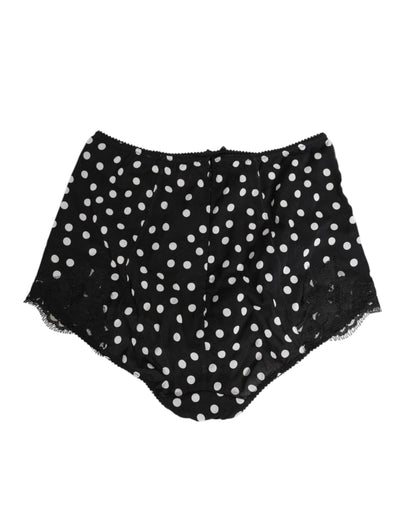 Dolce & Gabbana Black White Polka Dot Silk Slip Panty Underwear