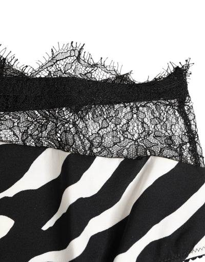 Dolce & Gabbana Black White Zebra Print Lace Trim High Underwear
