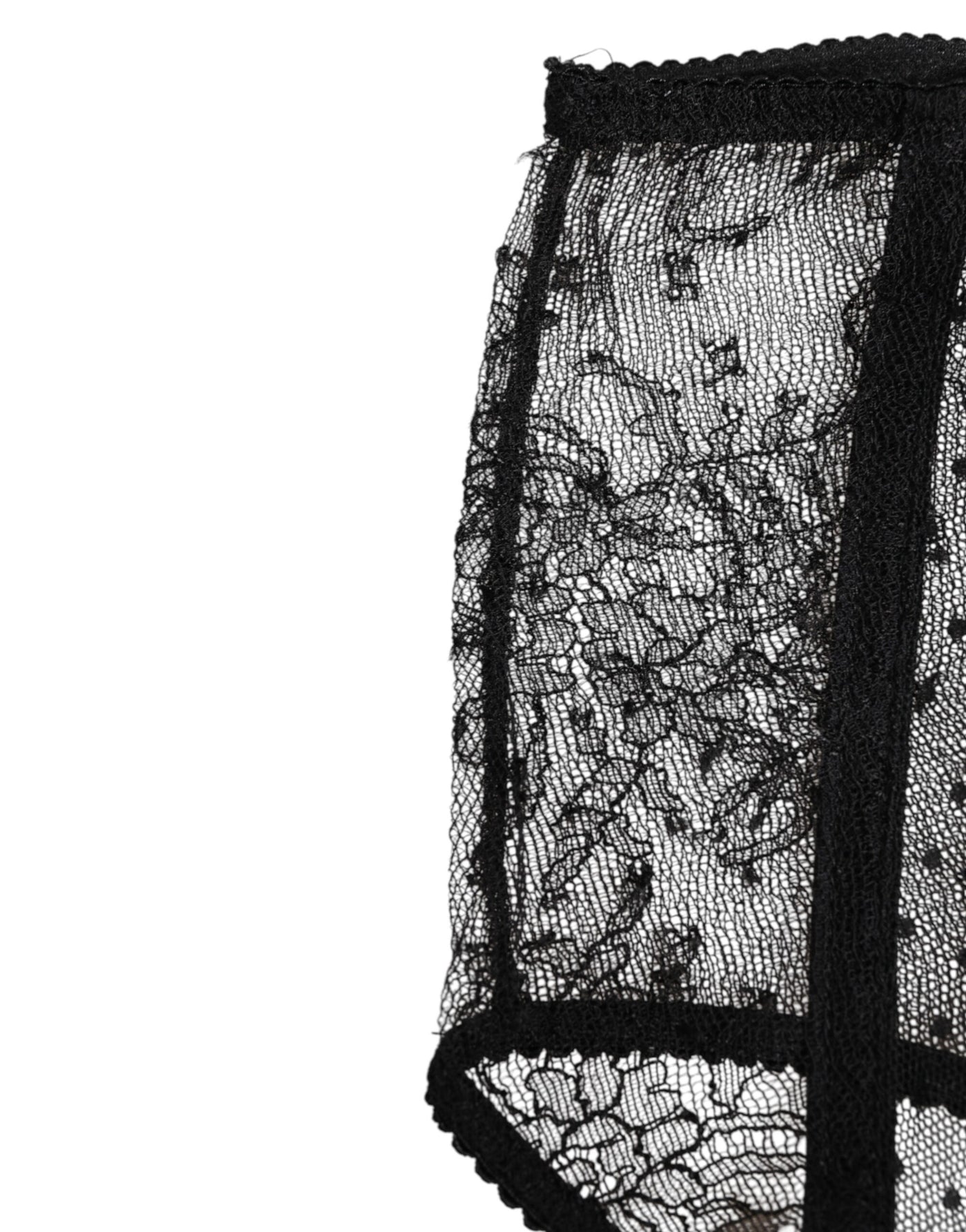 Dolce & Gabbana Black Sheer Polka Dot Lace High Waist Underwear