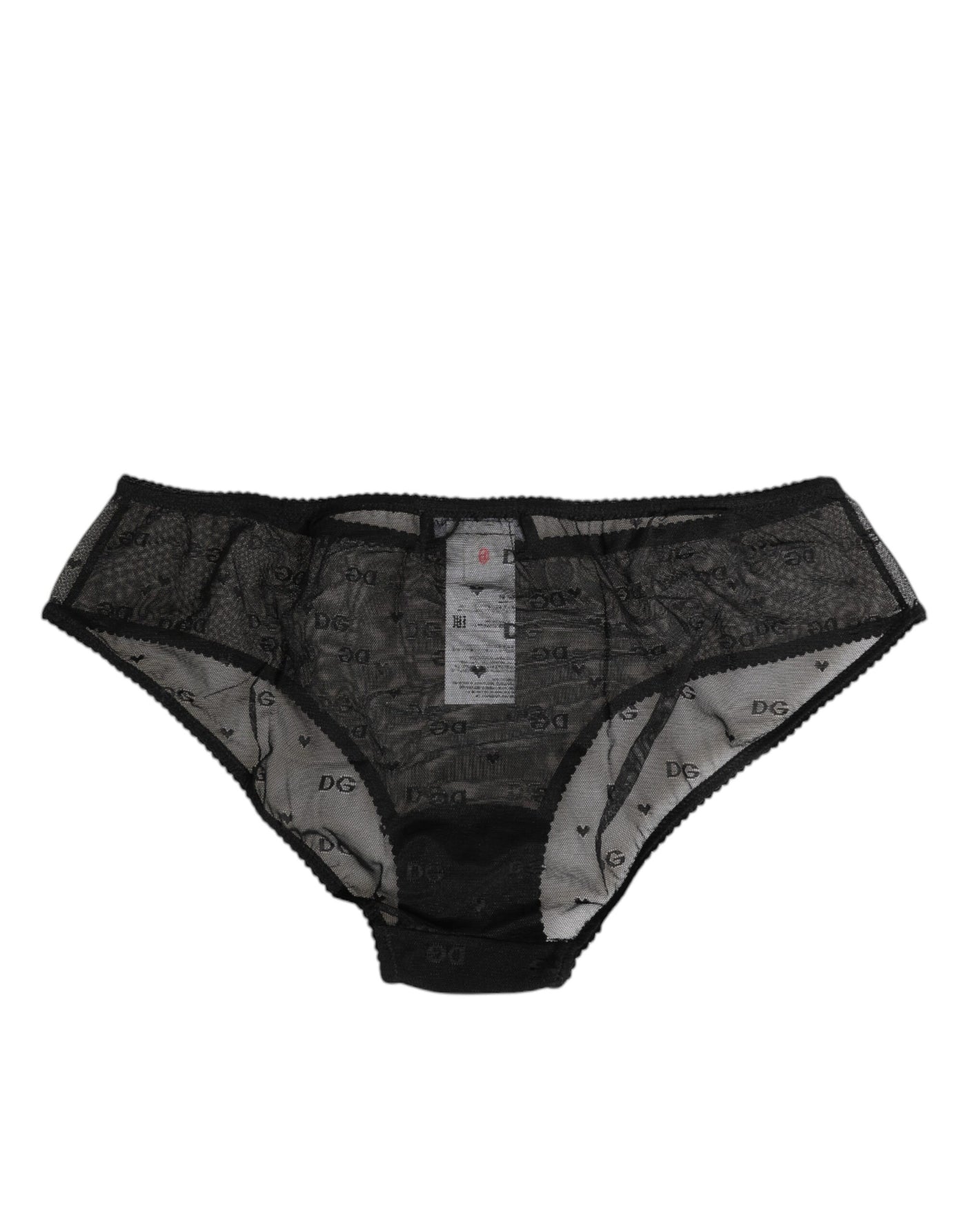 Dolce & Gabbana Black Sheer Mesh Lace Polka Dot Logo Underwear