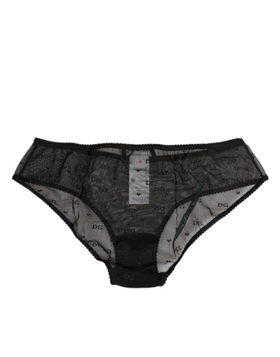 Dolce & Gabbana Black Sheer Mesh Lace Polka Dot Logo Underwear