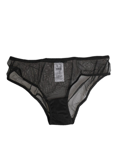 Dolce & Gabbana Black Sheer Mesh Lace Bikini Briefs Underwear