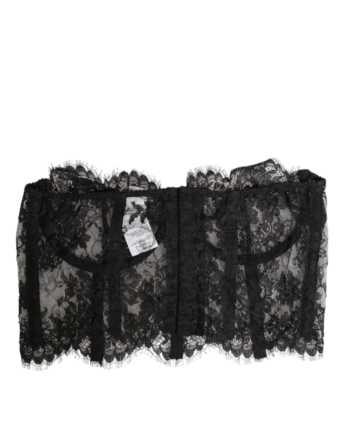 Dolce & Gabbana Black Floral Lace Bustier Bralette Top Underwear