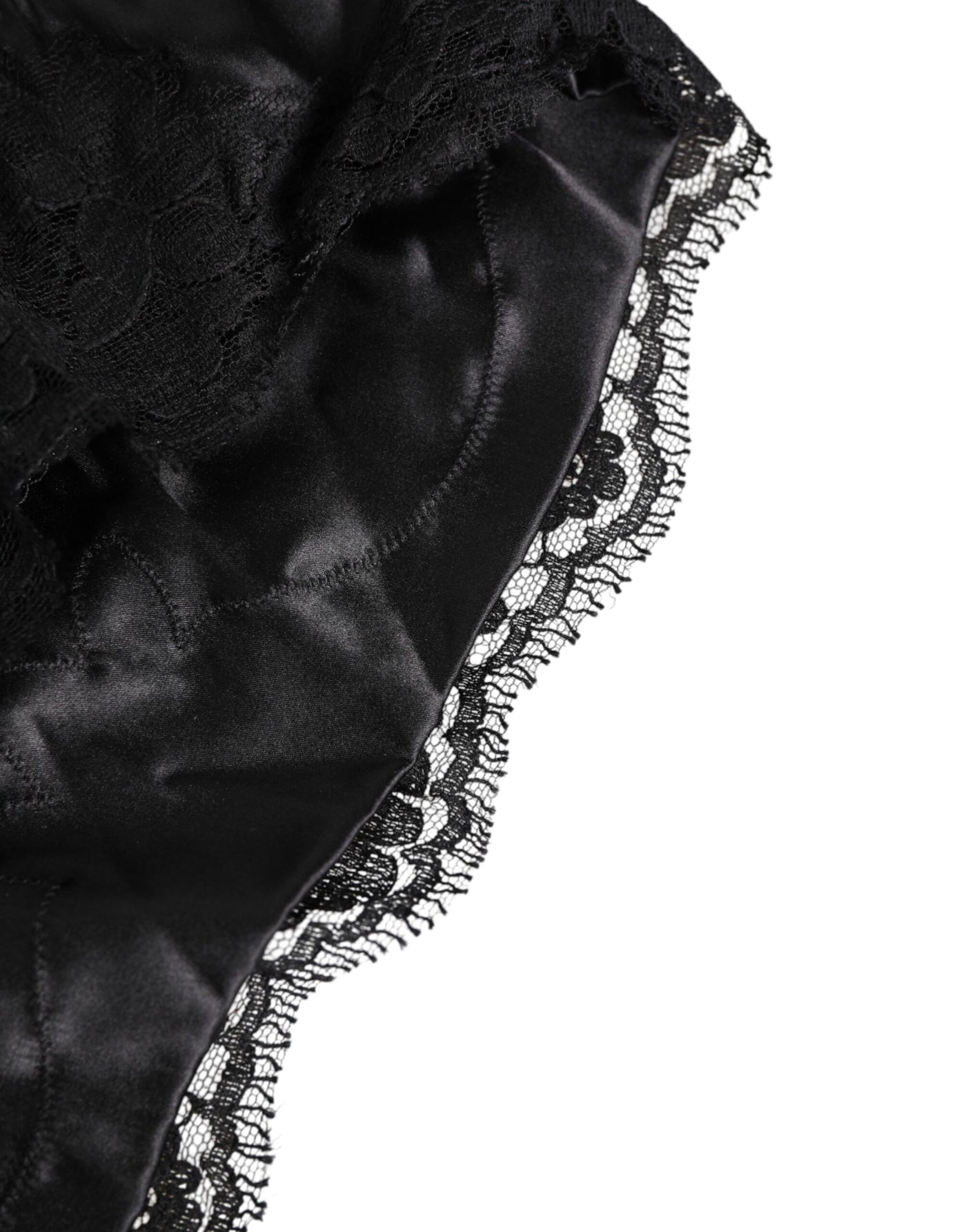 Dolce & Gabbana Black Silk Satin Lace Trim Panty  Underwear
