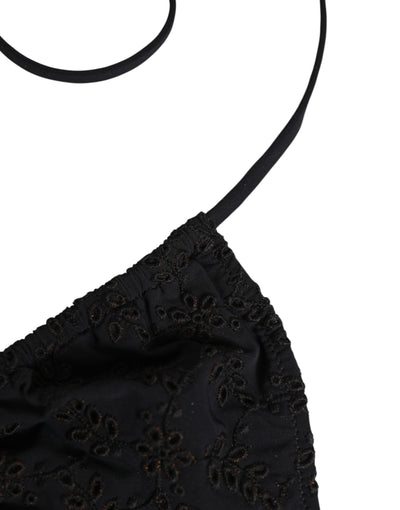 Dolce & Gabbana Black Embroidered Triangle Swimwear Underwear