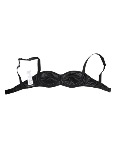 Dolce & Gabbana Black Silk Satin Wireless Lingerie Bra Underwear