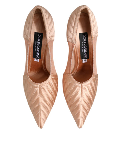 Dolce & Gabbana Cipria Nude Satin Mesh Stiletto Pumps Shoes
