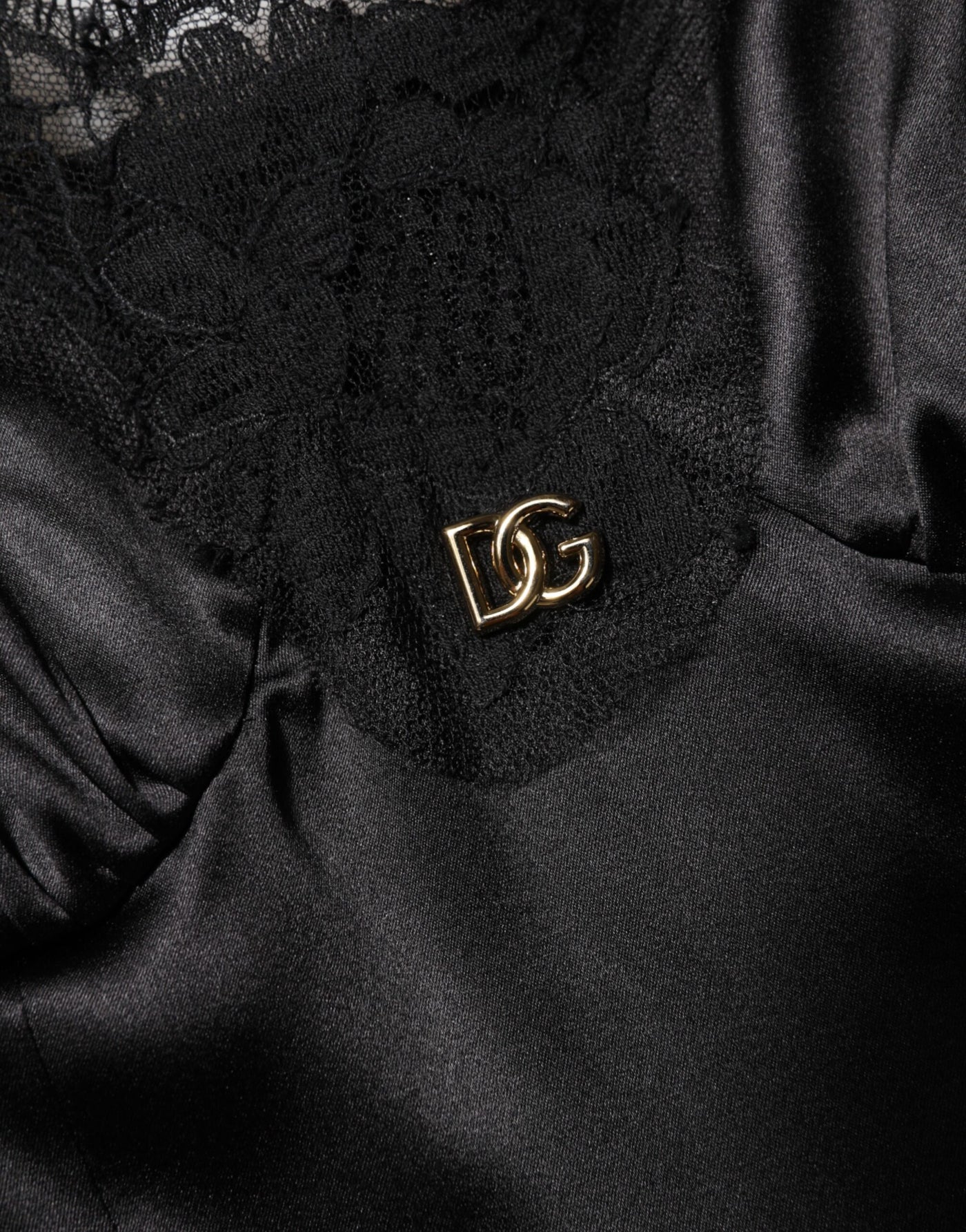 Dolce & Gabbana Black Silk Blend Lace Trim Sleeveless Mini Dress