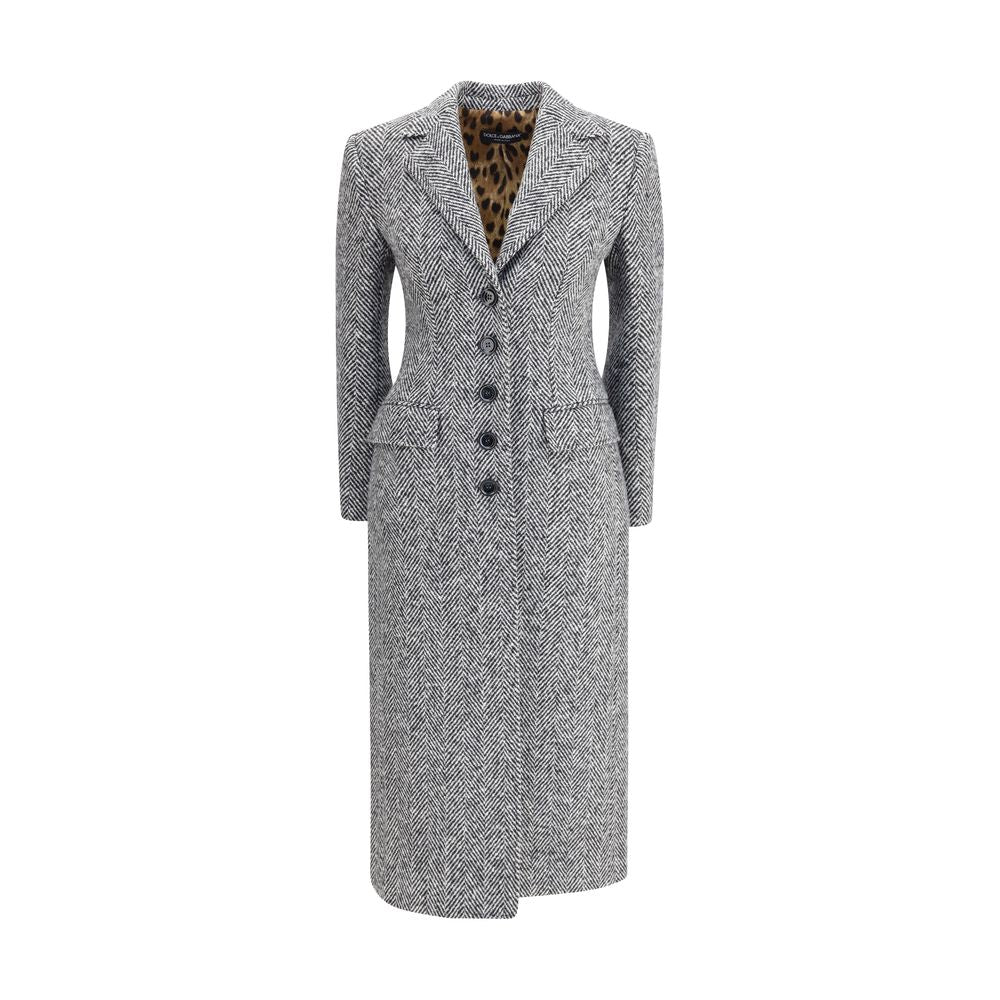 Dolce & Gabbana Gray Fleece Wool Coat