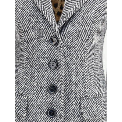 Dolce & Gabbana Gray Fleece Wool Coat