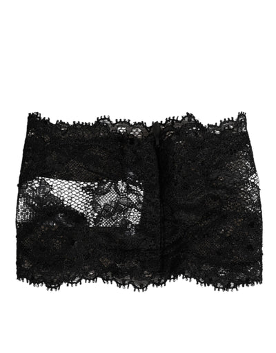 Dolce & Gabbana Black Lace Bandeau Bustier Top Sheer Stretch Underwear