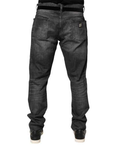 Dolce & Gabbana Black Gray Wash Slim Fit Straight Leg Denim Jeans