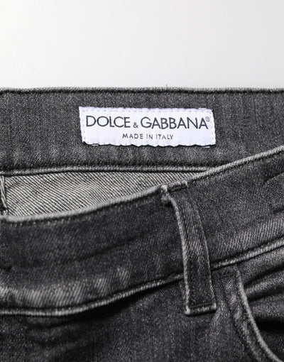 Dolce & Gabbana Black Gray Wash Slim Fit Straight Leg Denim Jeans