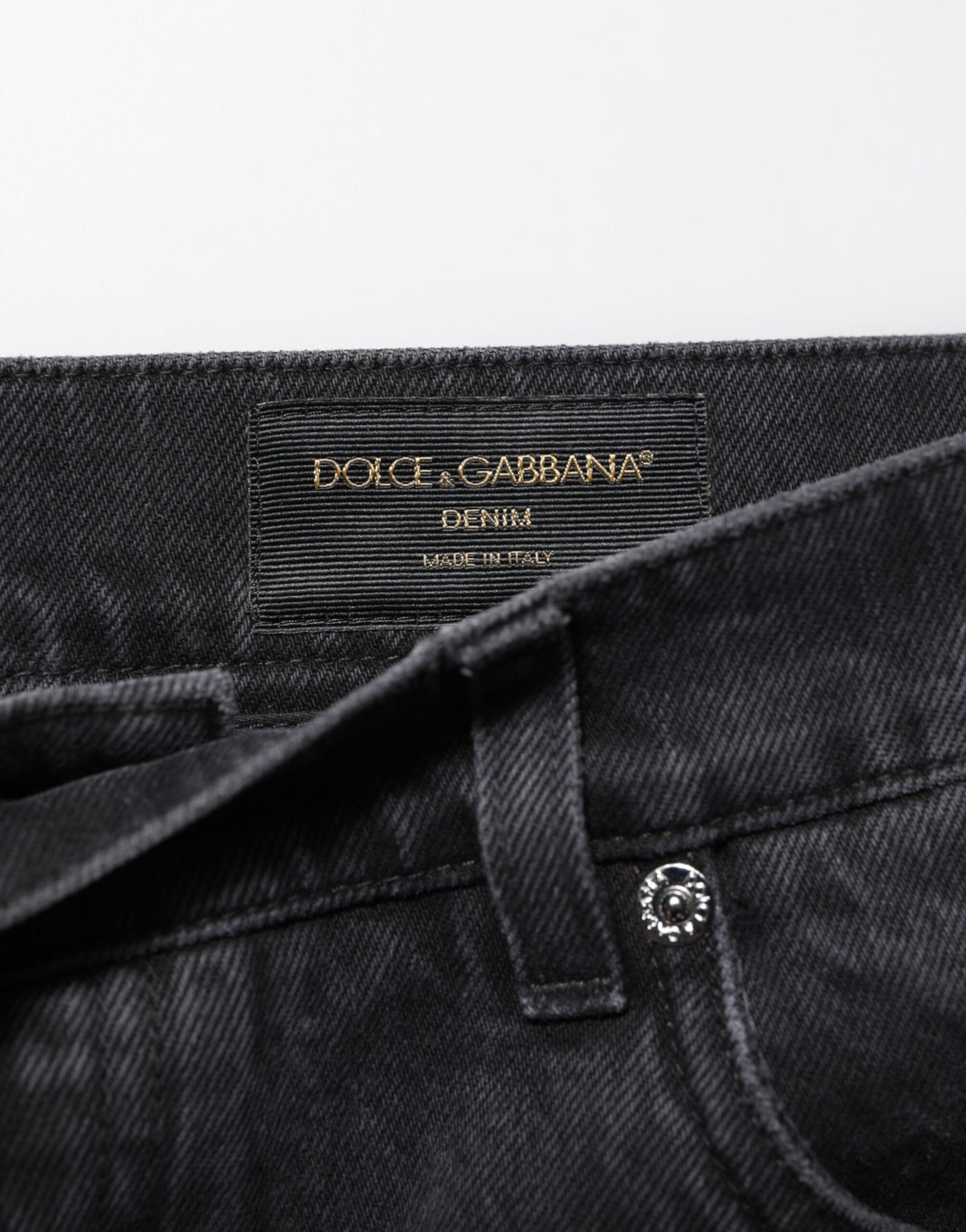 Dolce & Gabbana Black Denim Wide Leg Relaxed Fit Pants Jeans