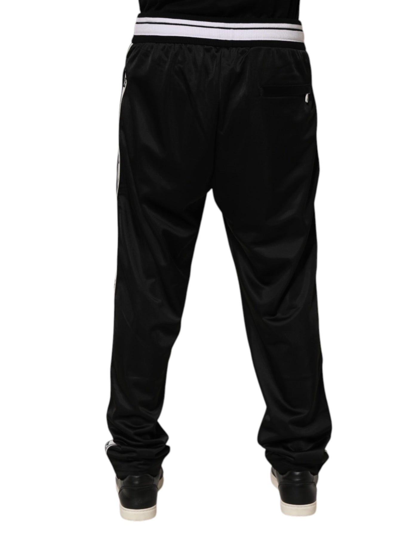 Dolce & Gabbana Black Polyester Logo Stripe Track Jogger Pants