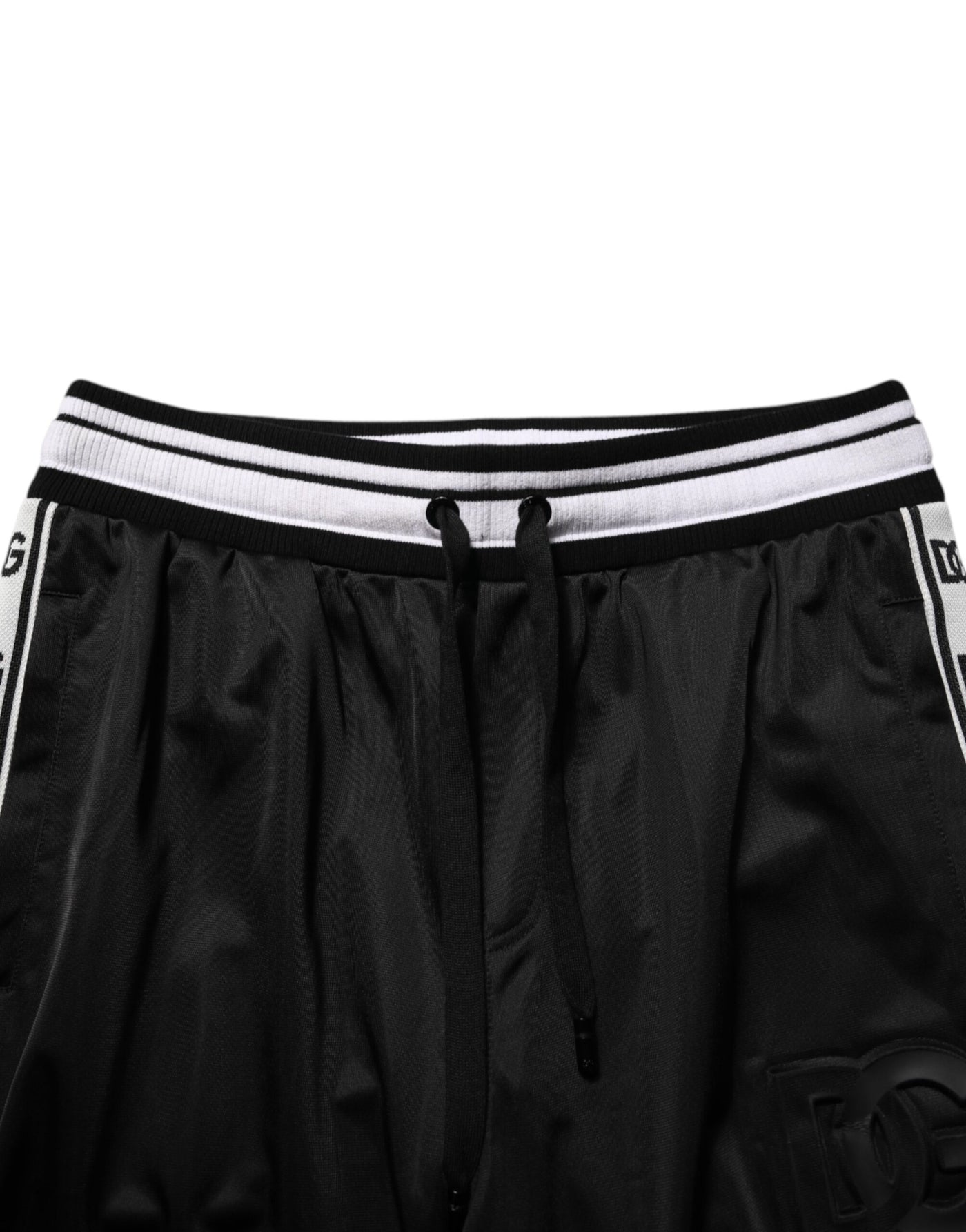 Dolce & Gabbana Black Polyester Logo Stripe Track Jogger Pants