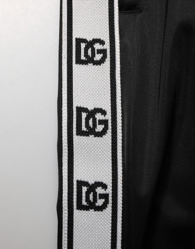 Dolce & Gabbana Black Polyester Logo Stripe Track Jogger Pants