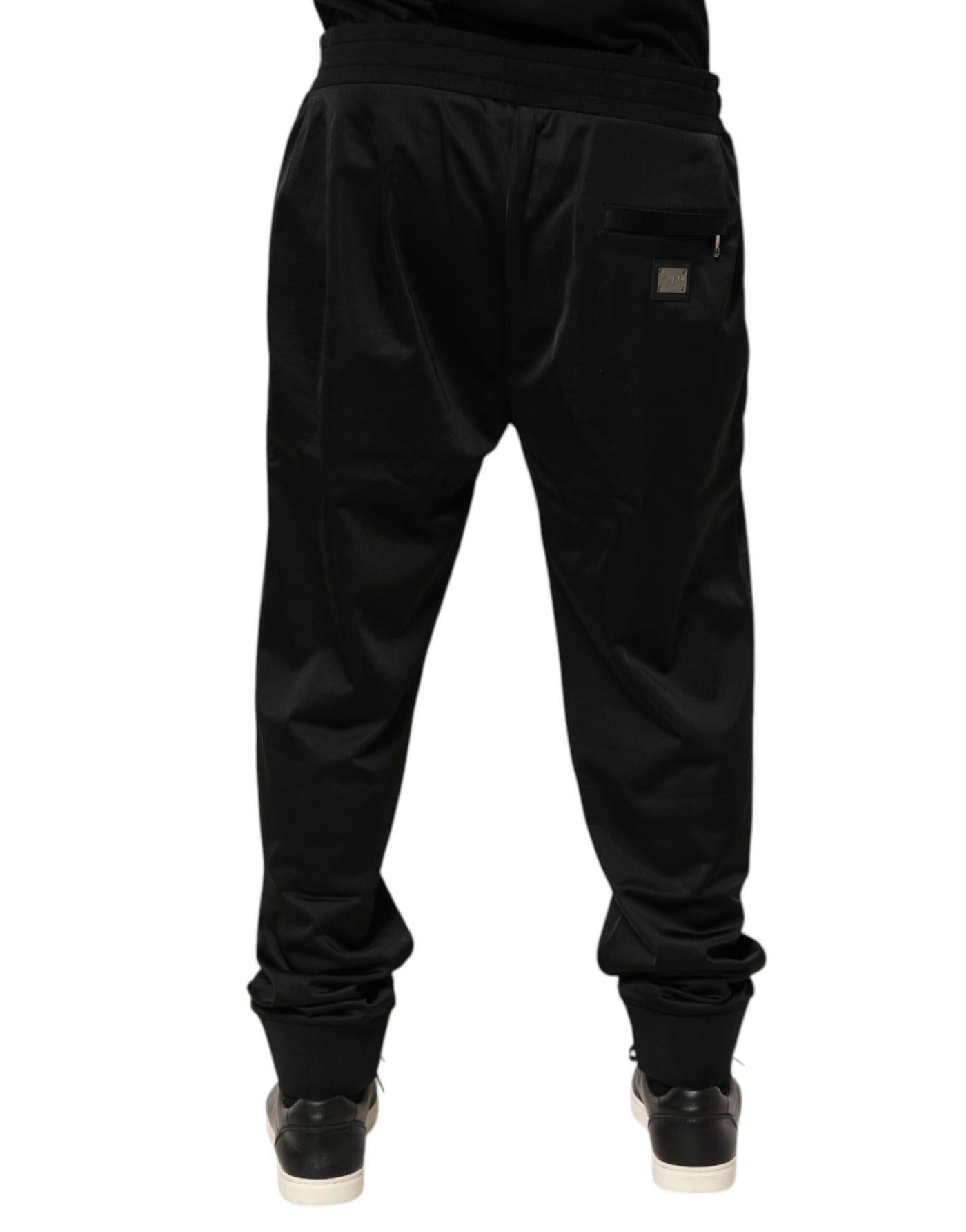 Dolce & Gabbana Black Polyester Logo Plaque Sweatpants Jogger Pants