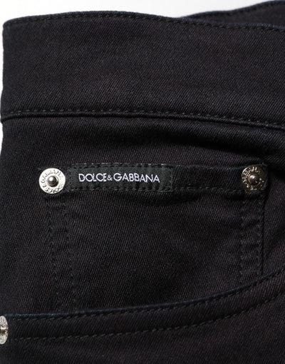 Dolce & Gabbana Black Cotton Blend Skinny Men Trouser Pants